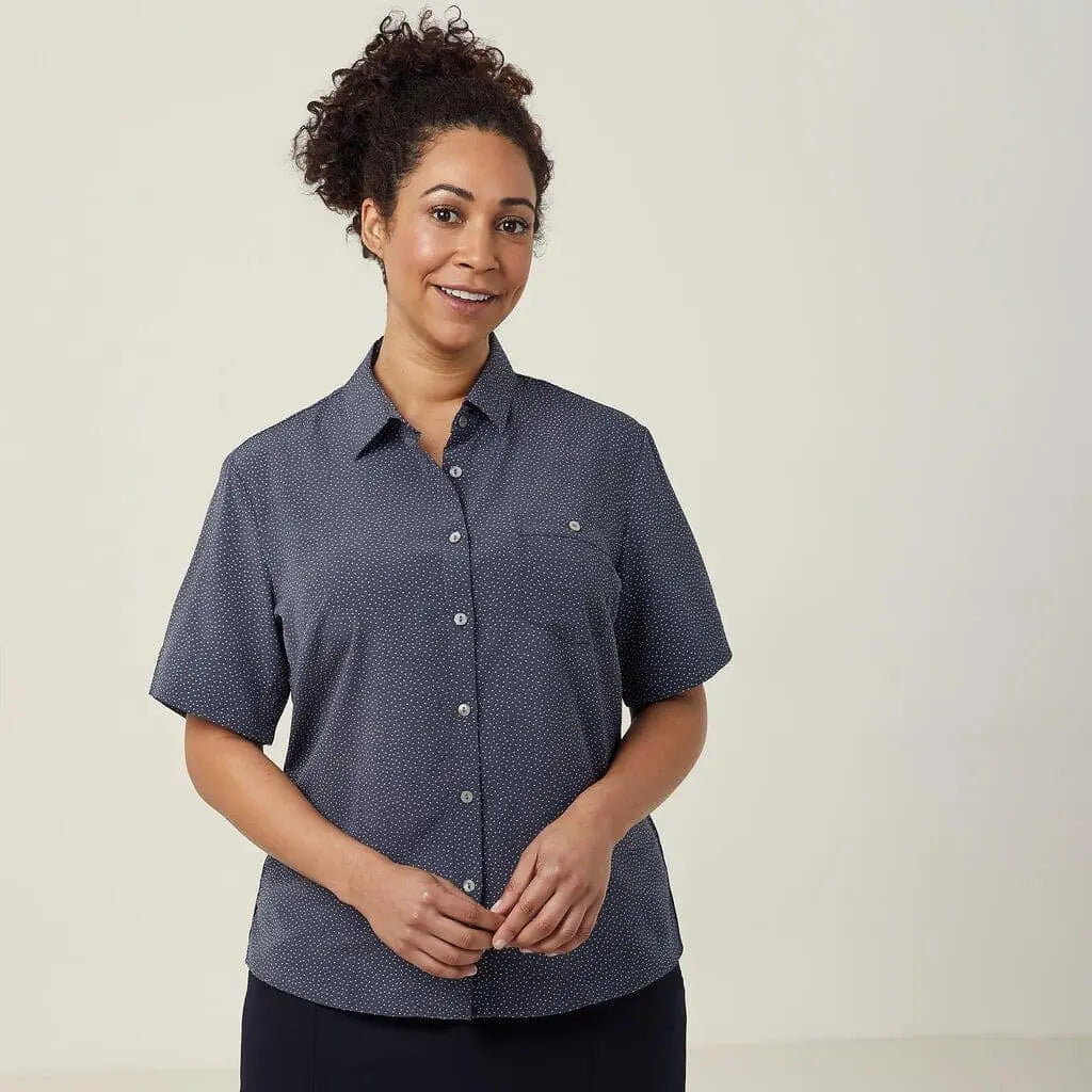 NNT Silvi Spot Print Short Sleeve Shirt CATU7H Metro Workwear.